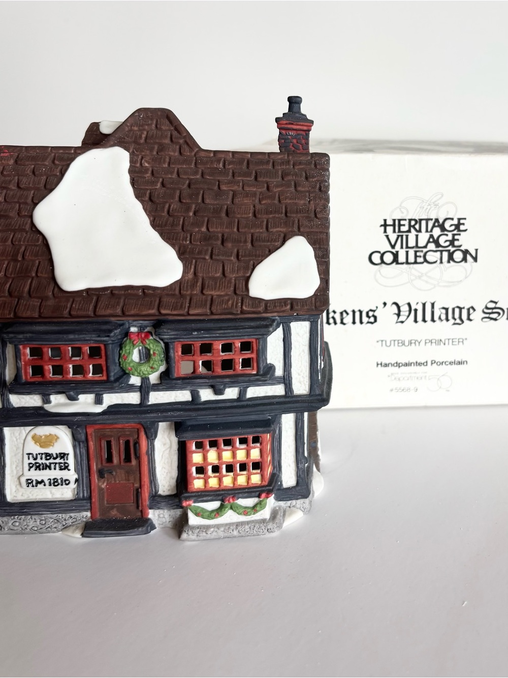 Dept 56 Heritage Village Dickens Village Tutbury Printers 1990 Lighted House